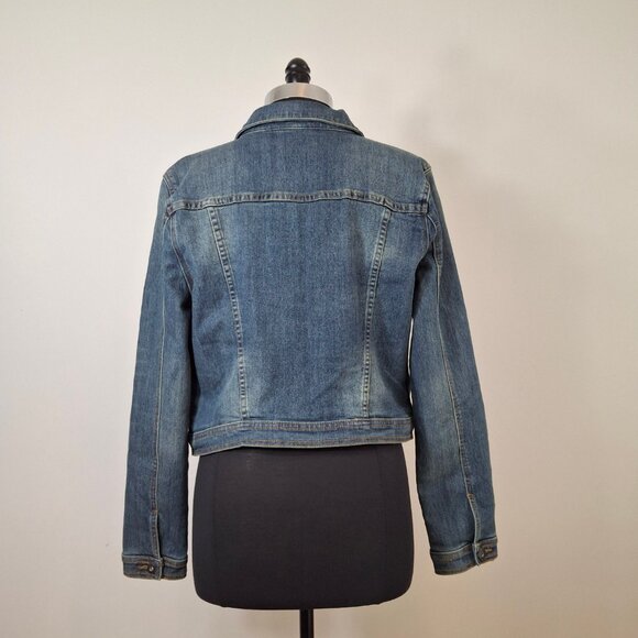 Vintage Just FAB Cropped Distressed Jean Jacket  Sz XL - Picture 12 of 12